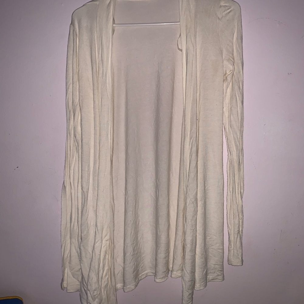 White low high open cardigan